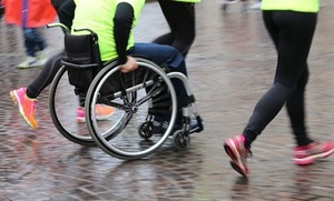 low angle photo of wheelchair